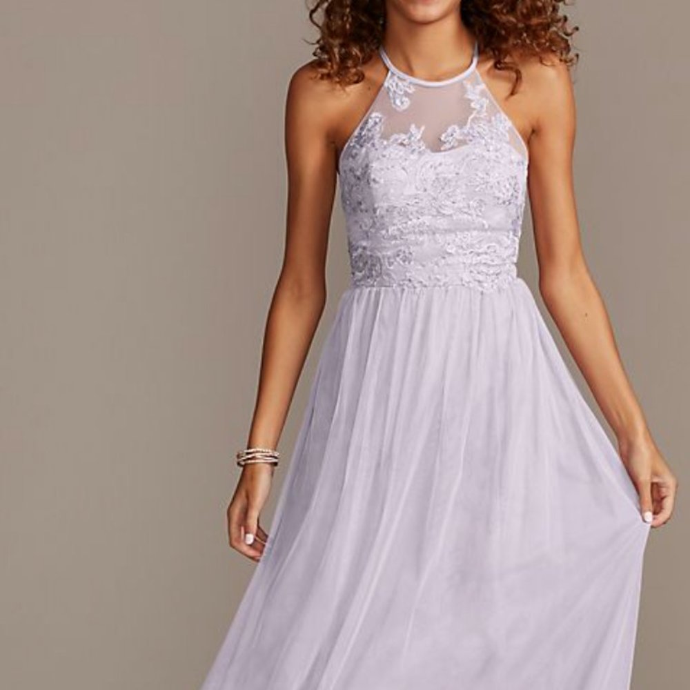 David's Bridal Lavender Haze Bridesmaid Dress